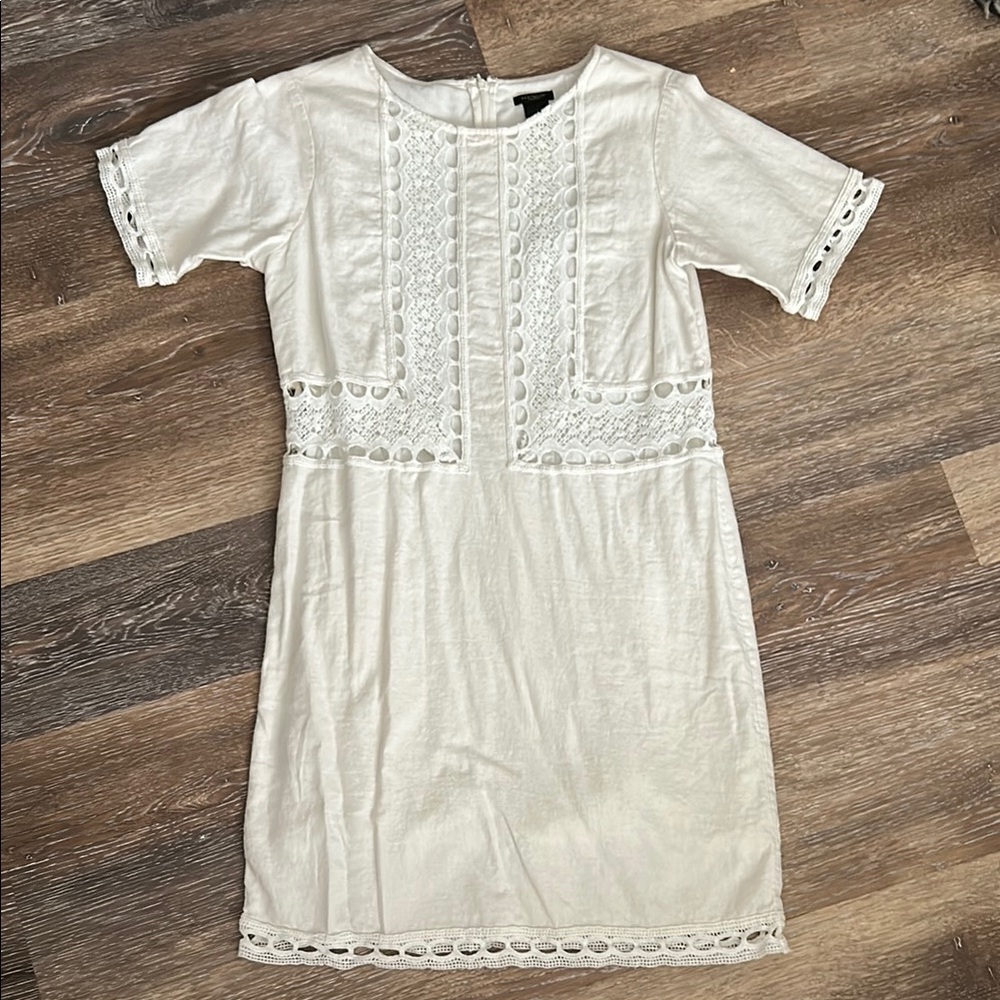 Elegant White Lace Trim Dress